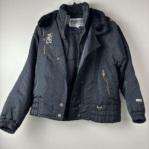 Vintage 90s Fera Skiwear Embroidered Full Zip Jacket Size 8